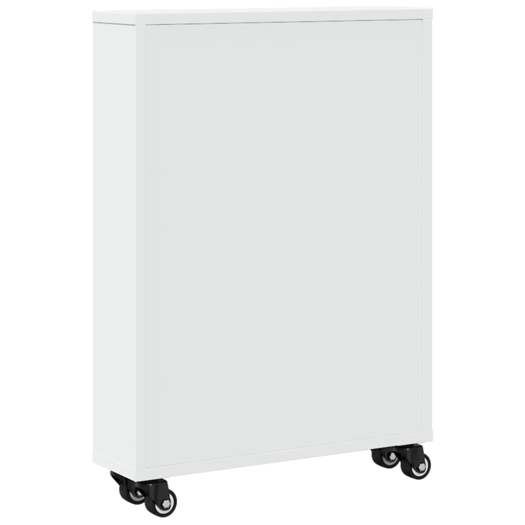 Storage Trolley Narrow White 48x13x68 cm Wood Material