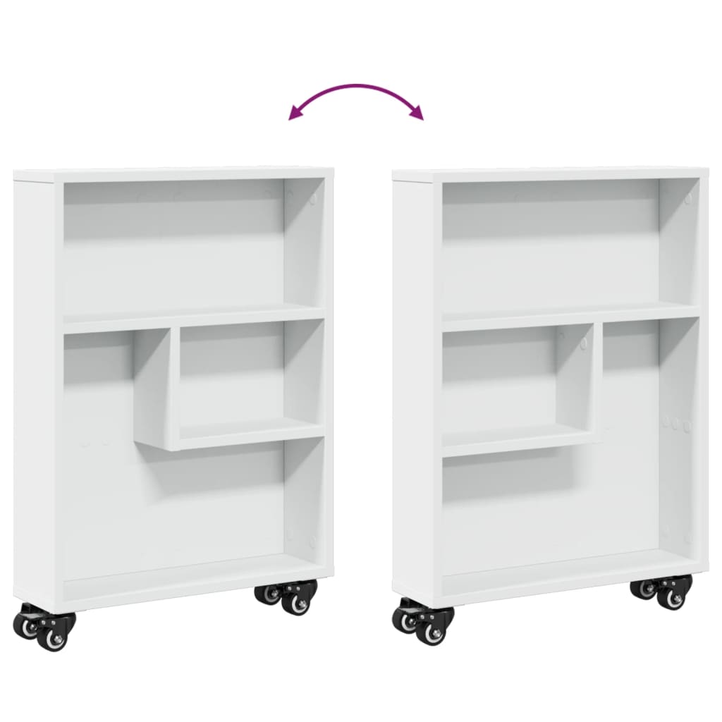 Storage Trolley Narrow White 48x13x68 cm Wood Material