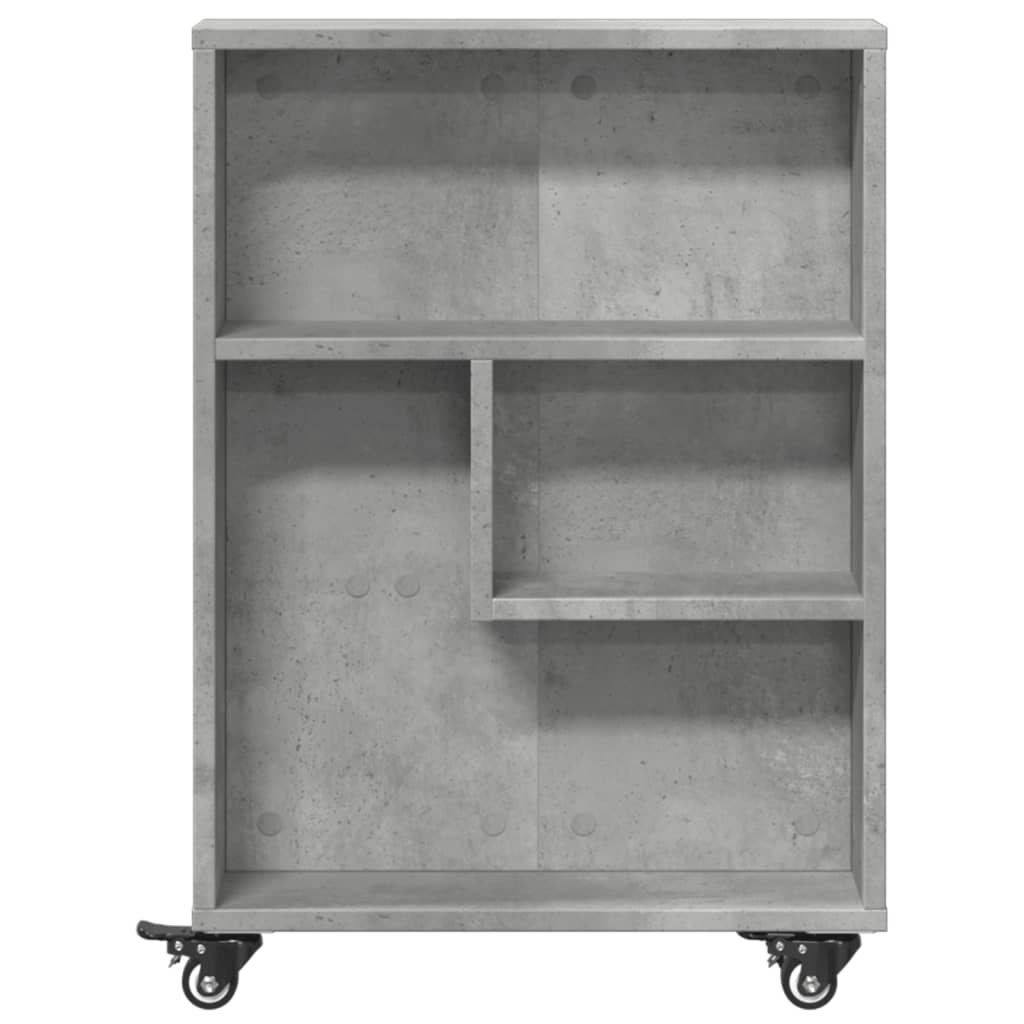 Storage Trolley Narrow Concrete Grey 48x13x68 cm Wood Material