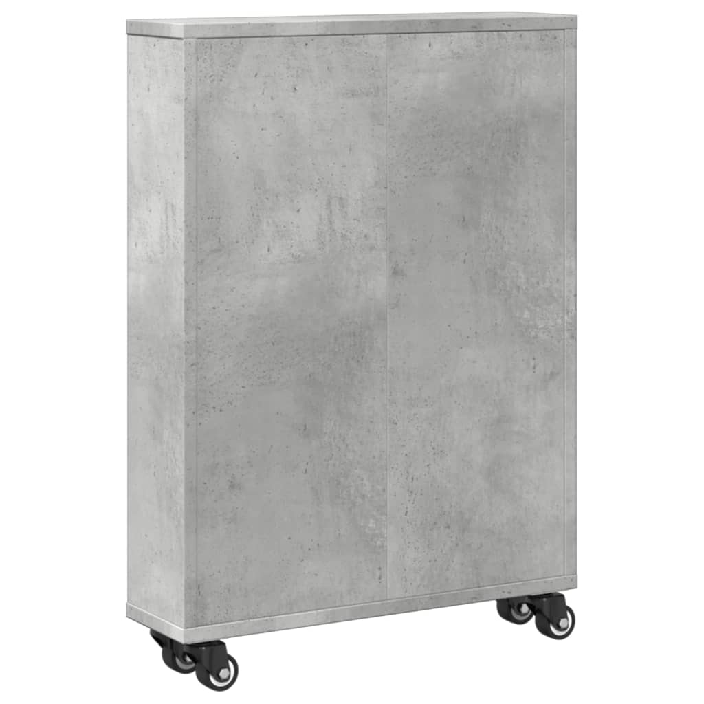 Storage Trolley Narrow Concrete Grey 48x13x68 cm Wood Material