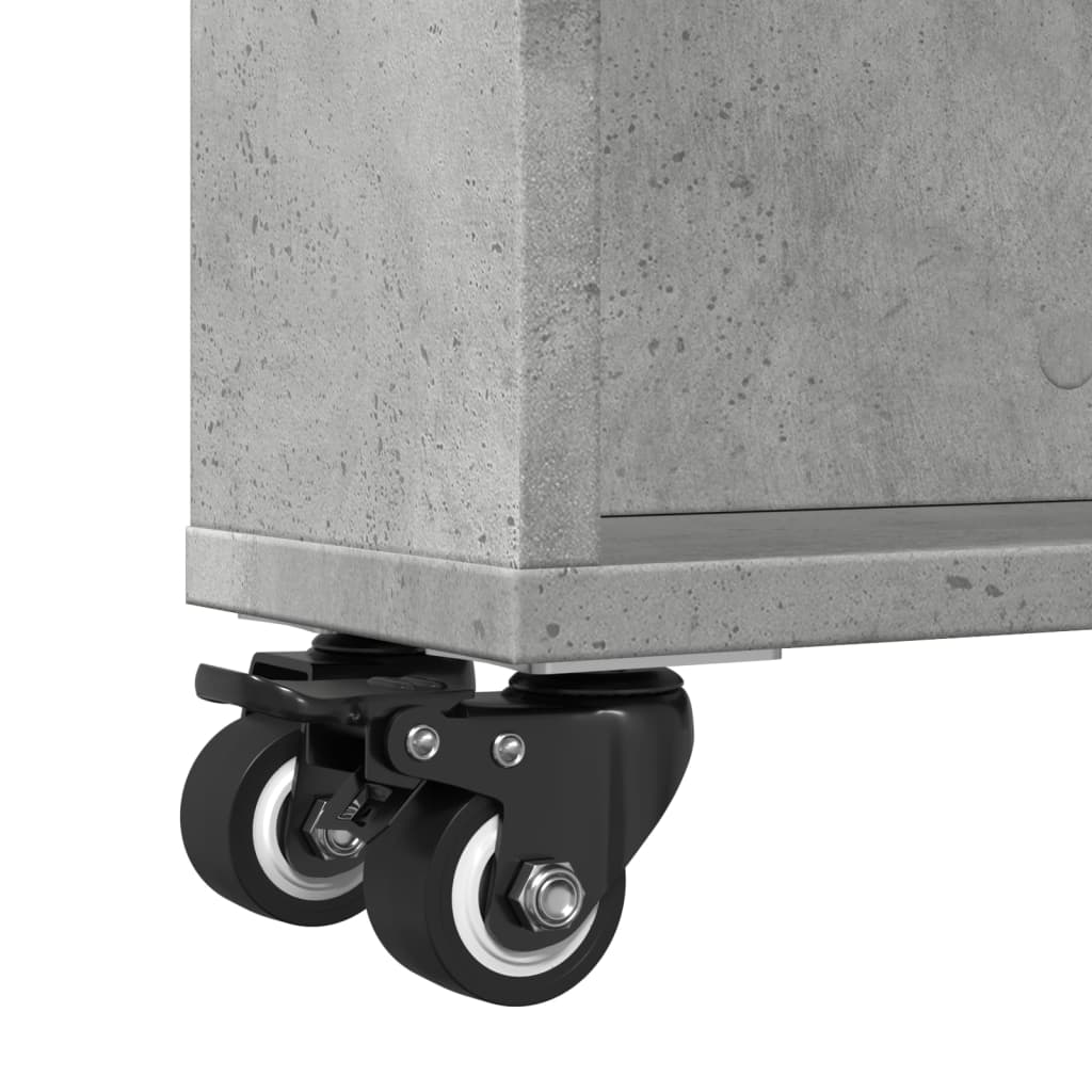 Storage Trolley Narrow Concrete Grey 48x13x68 cm Wood Material