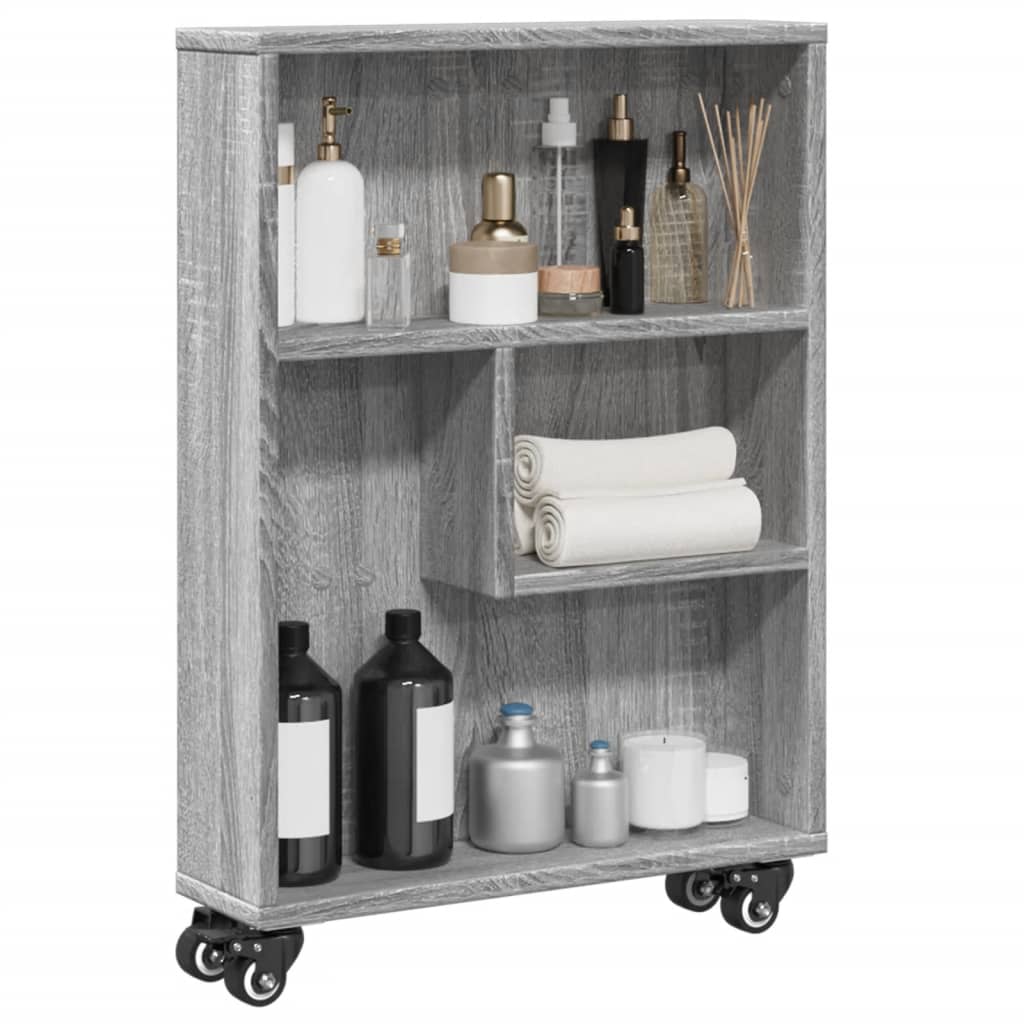 Storage Trolley Narrow Grey Sonoma 48x13x68 cm Wood Material