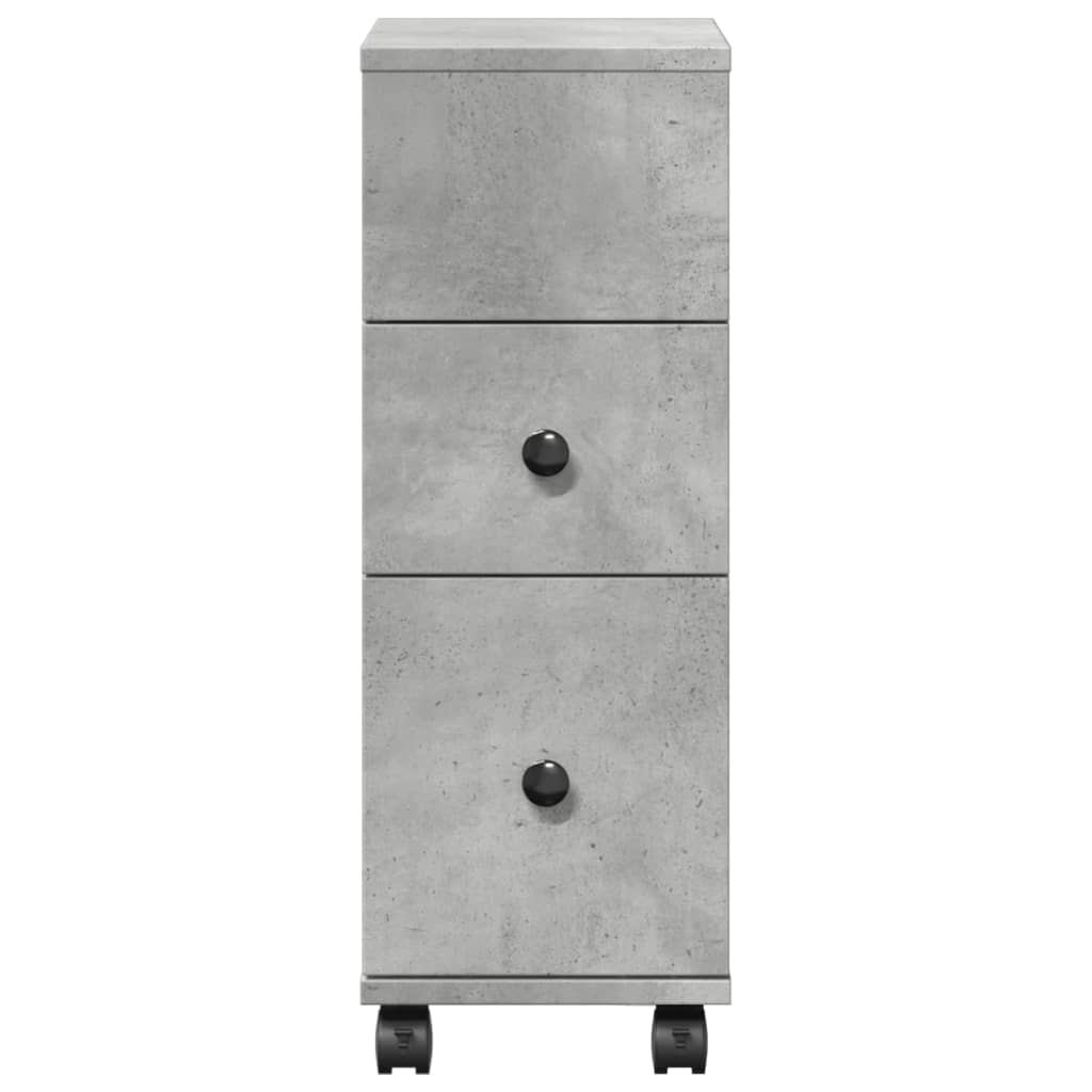 Bathroom Cabinet Narrow with Wheels Concrete Grey Wood Material