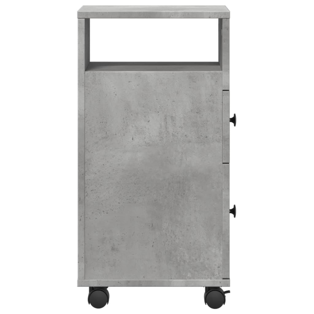 Bathroom Cabinet Narrow with Wheels Concrete Grey Wood Material