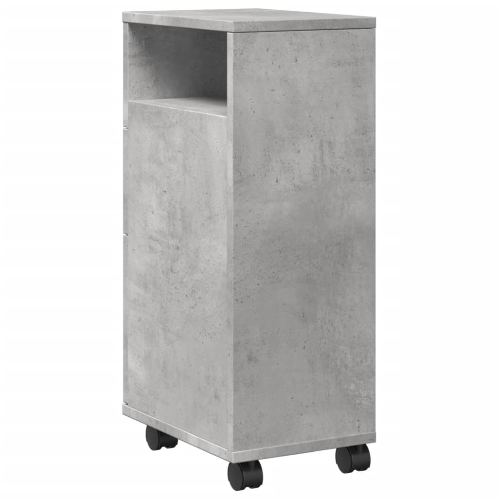 Bathroom Cabinet Narrow with Wheels Concrete Grey Wood Material