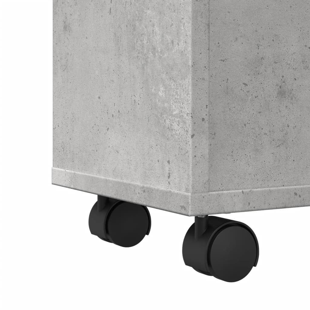 Bathroom Cabinet Narrow with Wheels Concrete Grey Wood Material