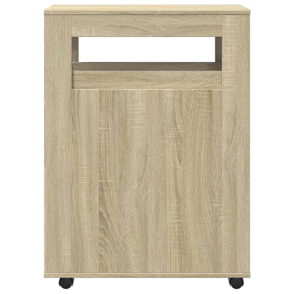 Narrow bathroom cabinet with wheels Sonoma oak wood material