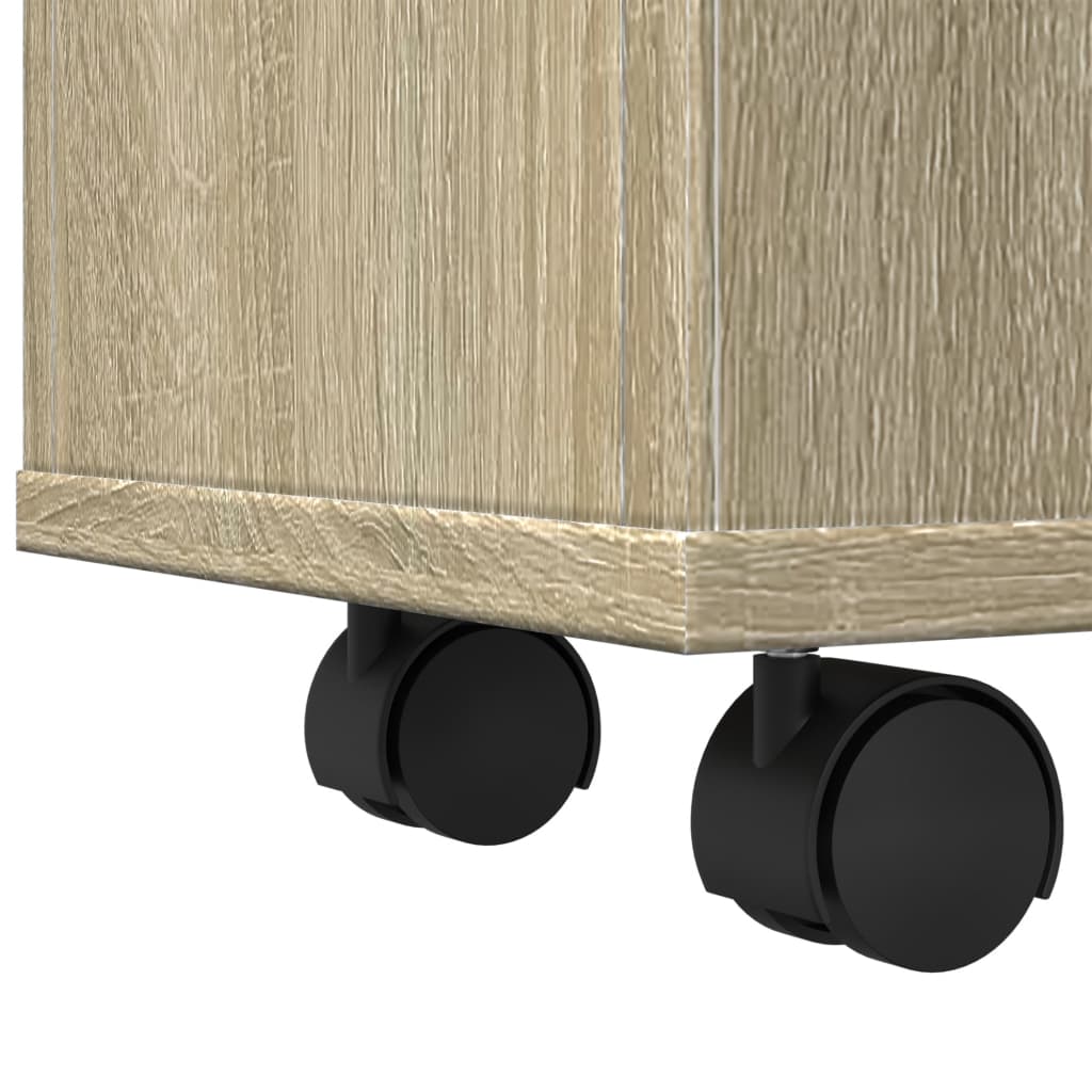 Narrow bathroom cabinet with wheels Sonoma oak wood material