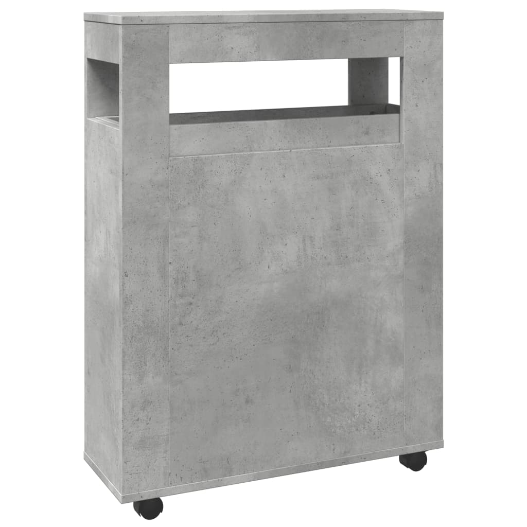 Bathroom Cabinet Narrow with Wheels Concrete Grey Wood Material