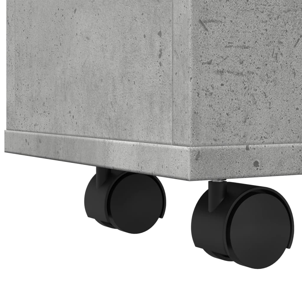 Bathroom Cabinet Narrow with Wheels Concrete Grey Wood Material