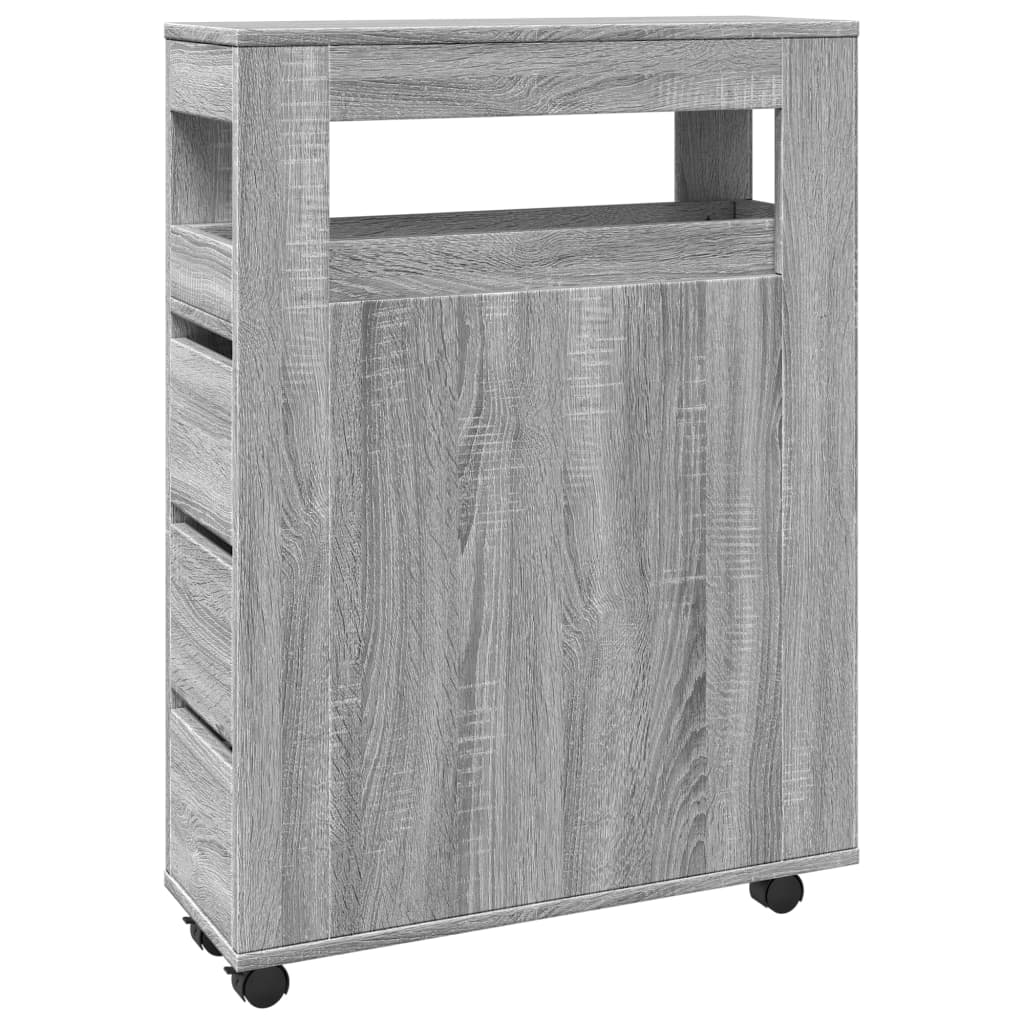 Bathroom Cabinet Narrow with Wheels Gray Sonoma Wood Material