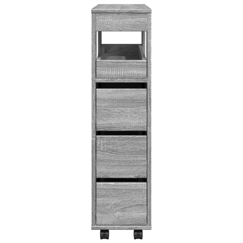 Bathroom Cabinet Narrow with Wheels Gray Sonoma Wood Material