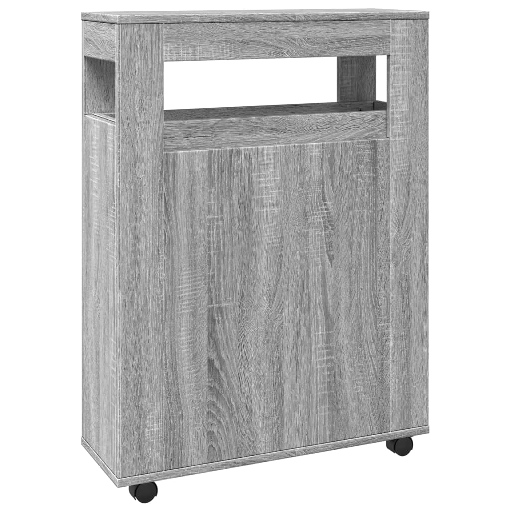 Bathroom Cabinet Narrow with Wheels Gray Sonoma Wood Material