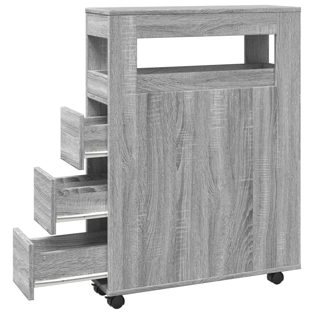 Bathroom Cabinet Narrow with Wheels Gray Sonoma Wood Material