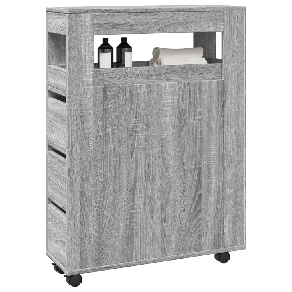 Bathroom Cabinet Narrow with Wheels Gray Sonoma Wood Material