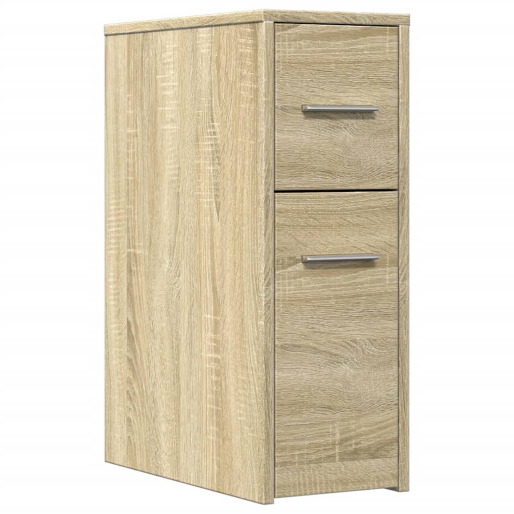 Bathroom Cabinet Narrow with Wheels Sonoma Oak Wood Material