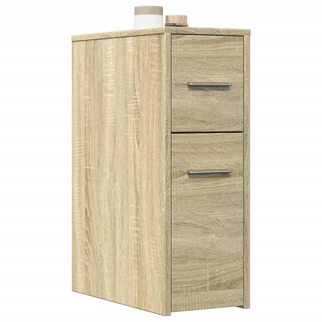 Bathroom Cabinet Narrow with Wheels Sonoma Oak Wood Material