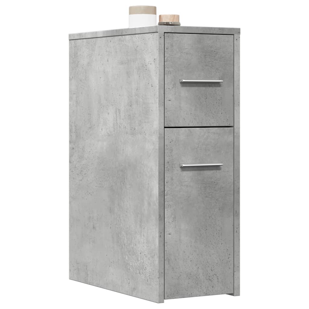 Bathroom Cabinet Narrow with Wheels Concrete Grey Wood Material