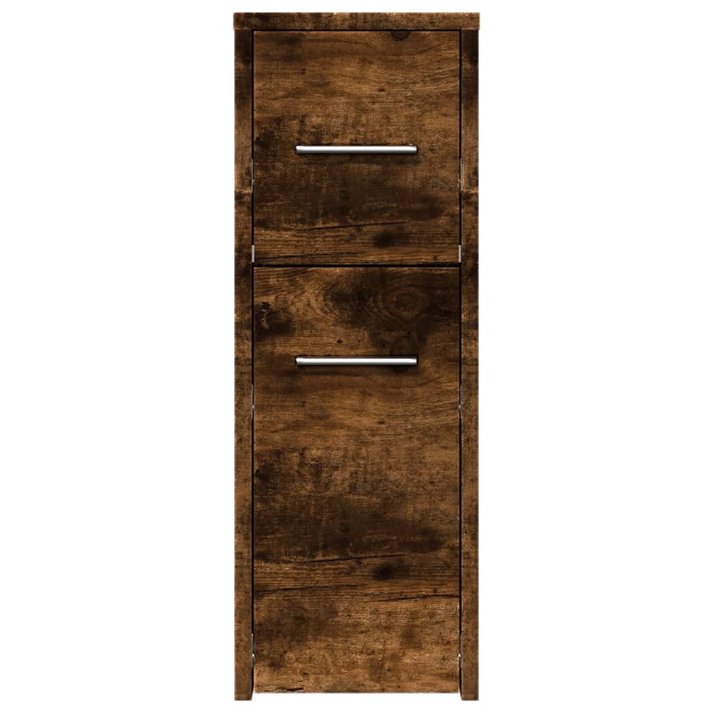 Bathroom Cabinet Narrow with Wheels Smoked Oak Wood Material