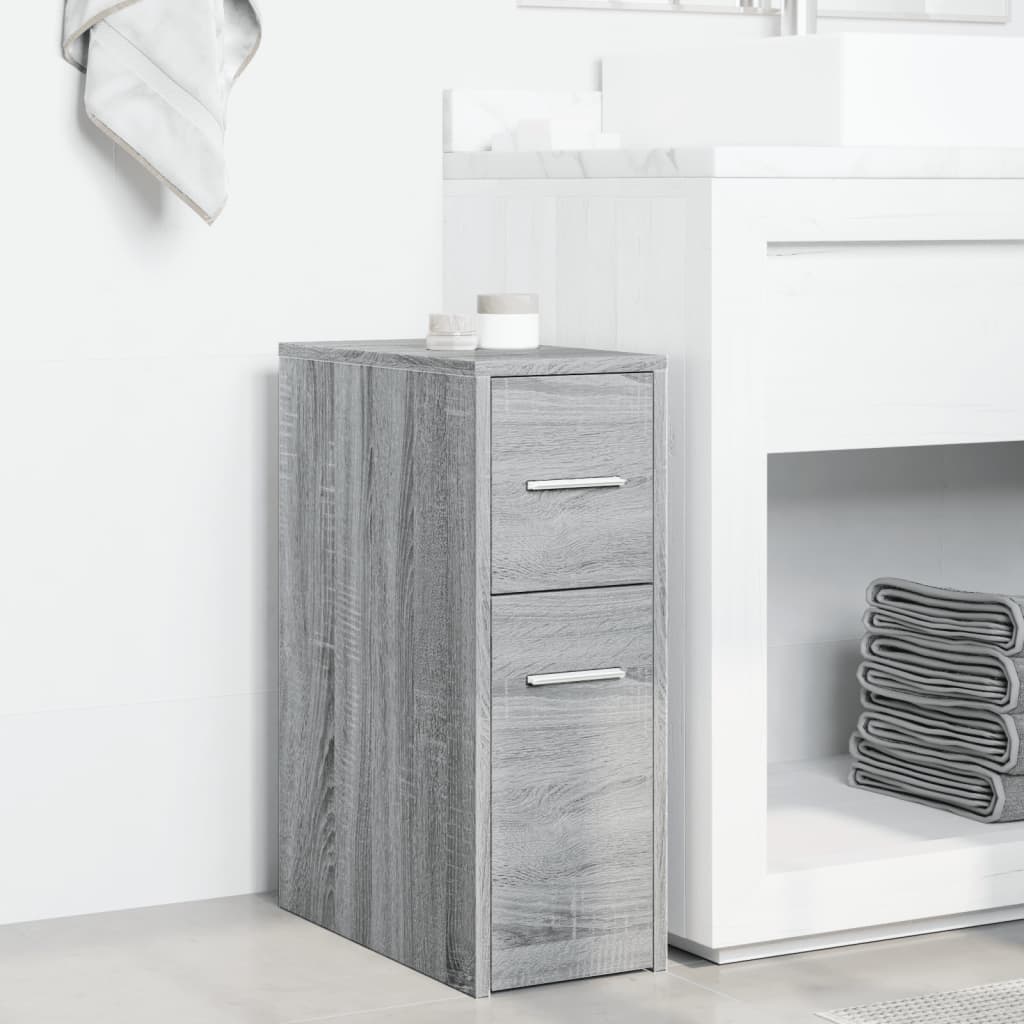 Bathroom Cabinet Narrow with Wheels Gray Sonoma Wood Material