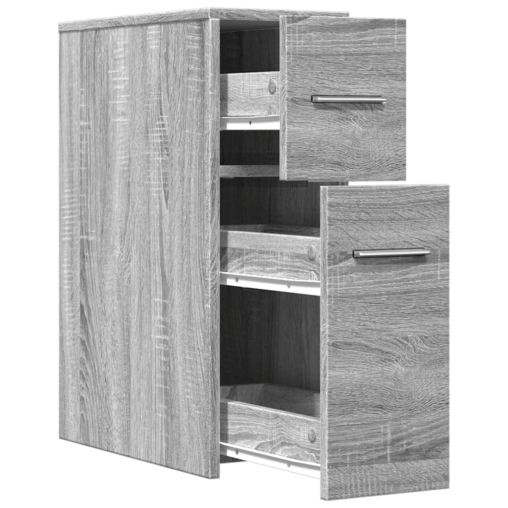 Bathroom Cabinet Narrow with Wheels Gray Sonoma Wood Material