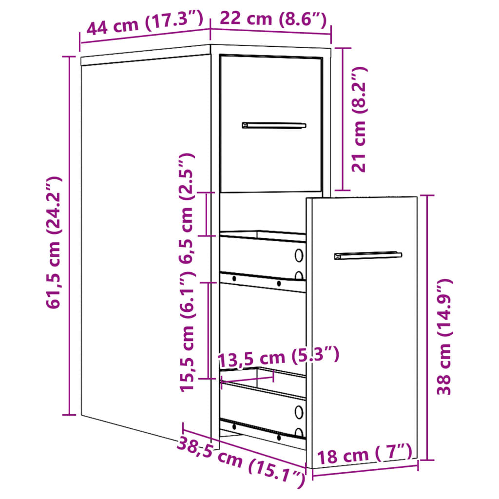 Bathroom Cabinet Narrow with Wheels Gray Sonoma Wood Material