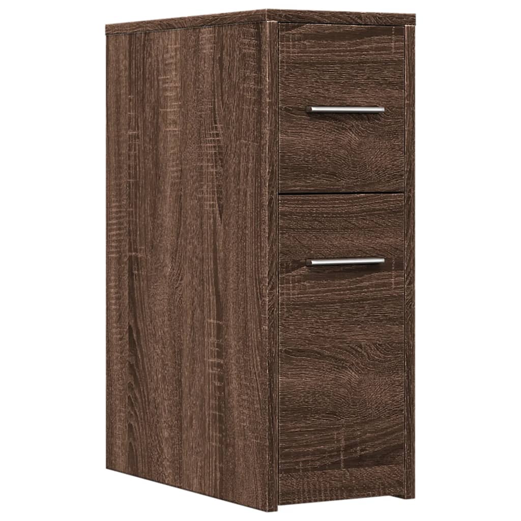 Bathroom Cabinet Narrow with Wheels Oak Look Wood Material