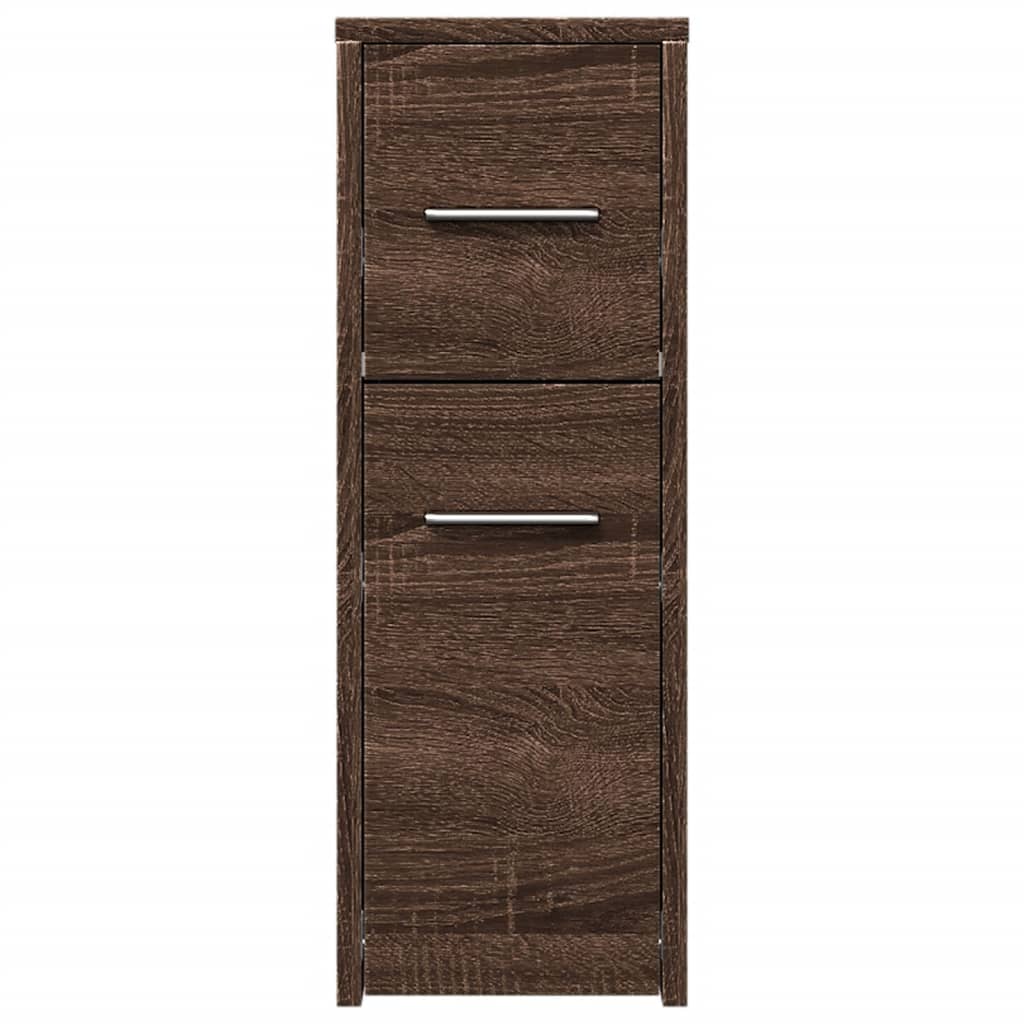 Bathroom Cabinet Narrow with Wheels Oak Look Wood Material