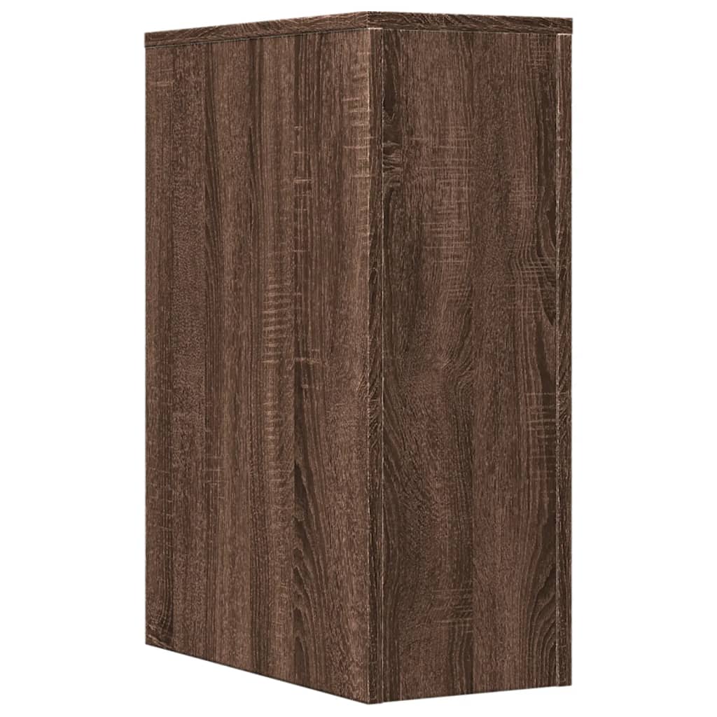 Bathroom Cabinet Narrow with Wheels Oak Look Wood Material