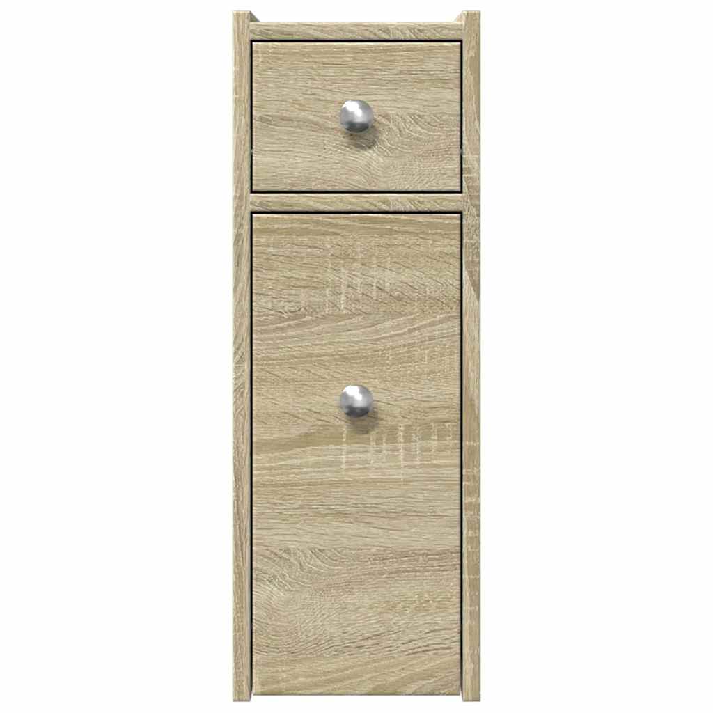 Bathroom Cabinet Narrow with Wheels Sonoma Oak Wood Material