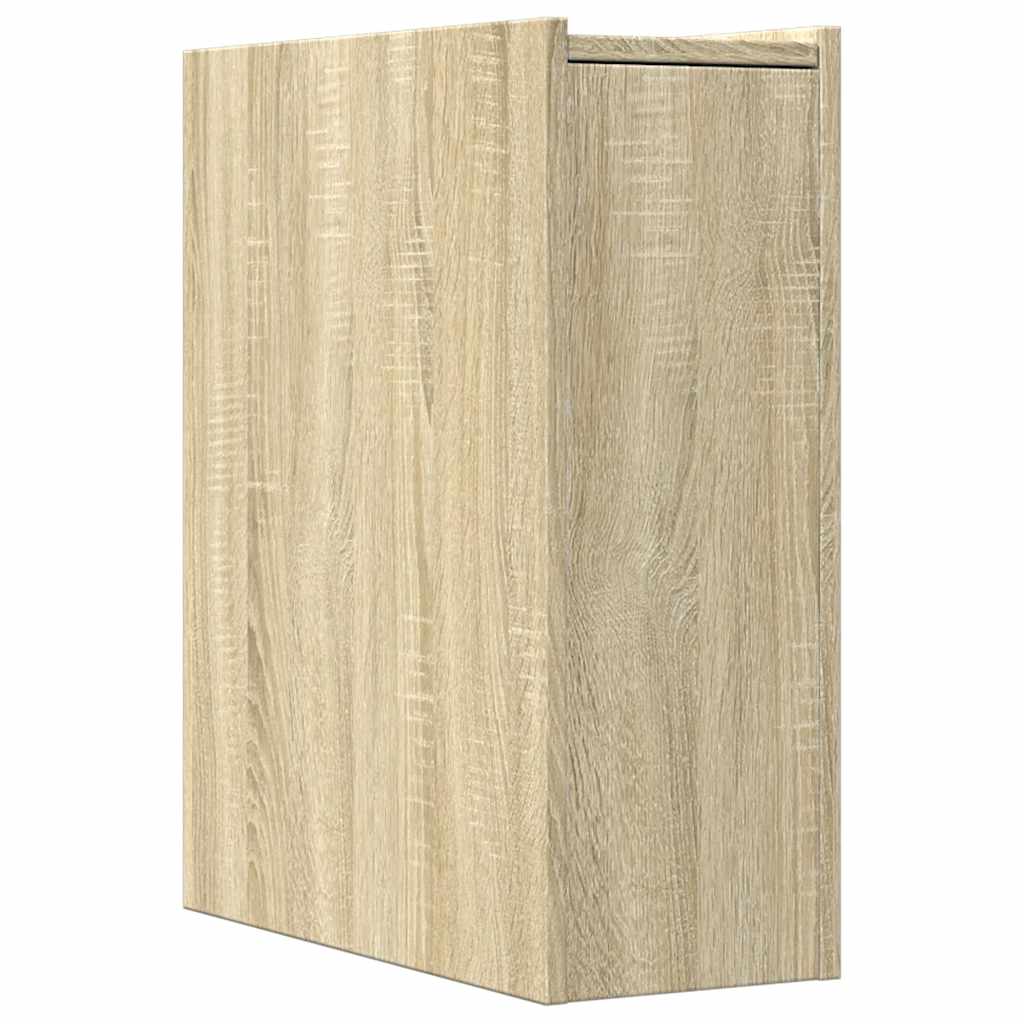 Bathroom Cabinet Narrow with Wheels Sonoma Oak Wood Material