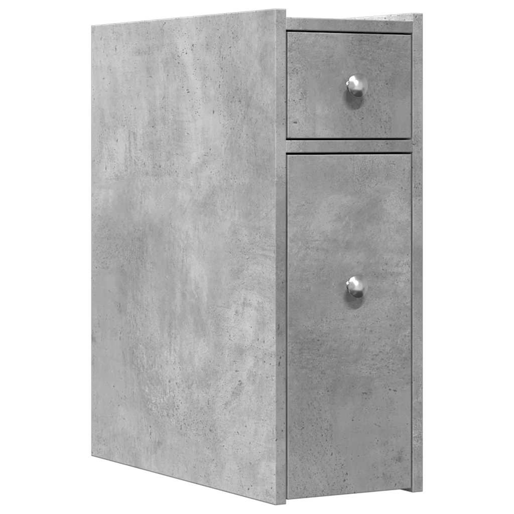 Bathroom Cabinet Narrow with Wheels Concrete Grey Wood Material