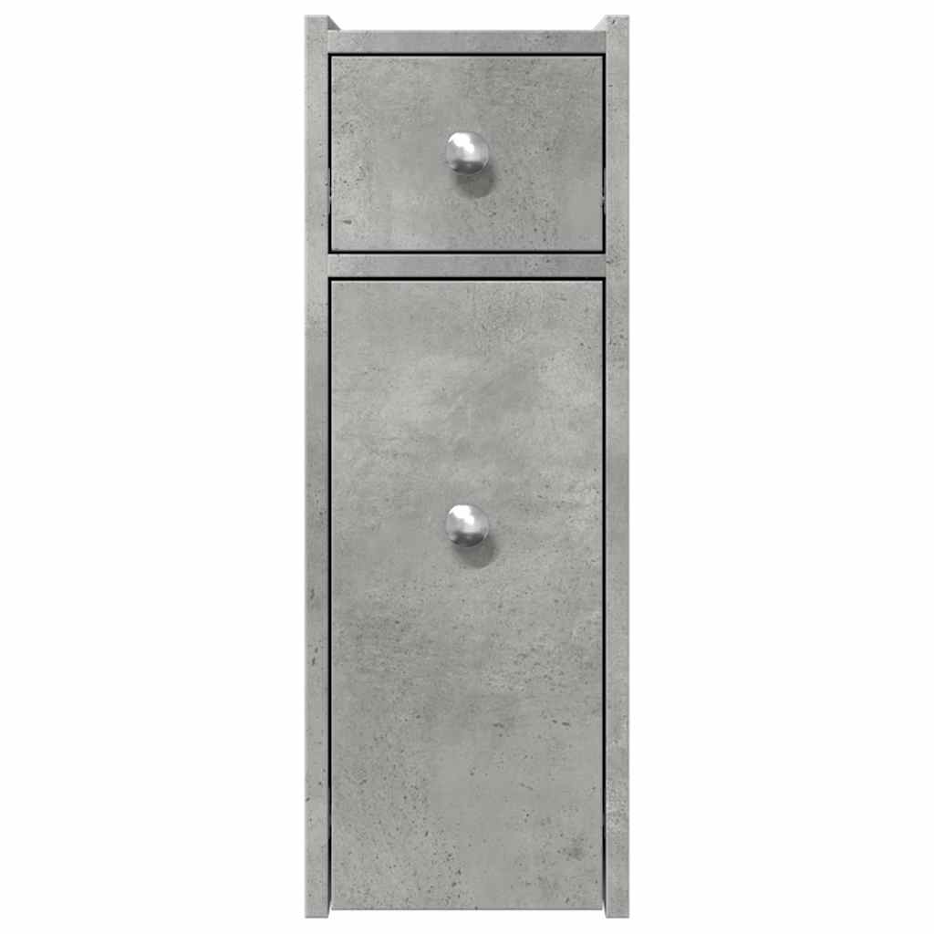 Bathroom Cabinet Narrow with Wheels Concrete Grey Wood Material