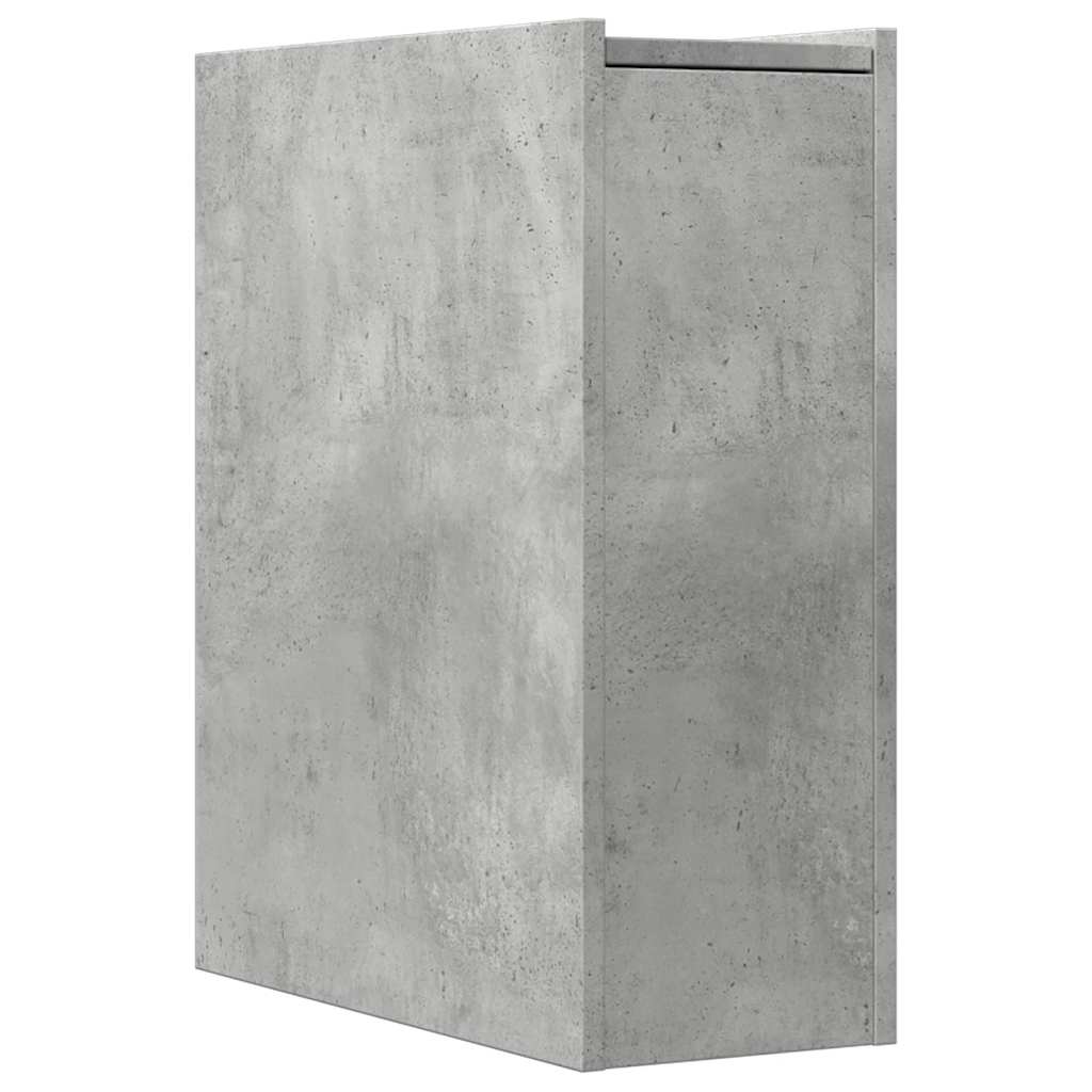 Bathroom Cabinet Narrow with Wheels Concrete Grey Wood Material