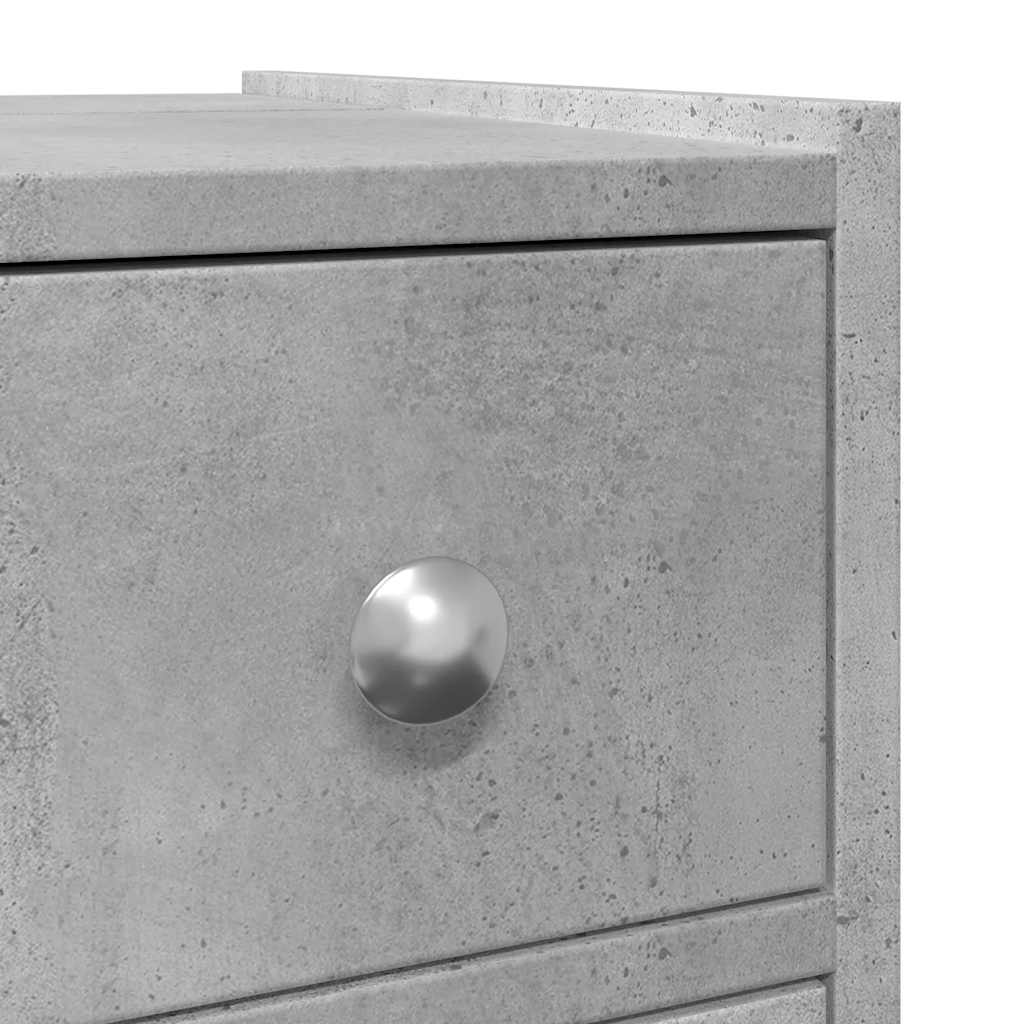 Bathroom Cabinet Narrow with Wheels Concrete Grey Wood Material