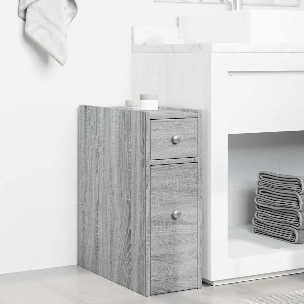 Bathroom Cabinet Narrow with Wheels Gray Sonoma Wood Material