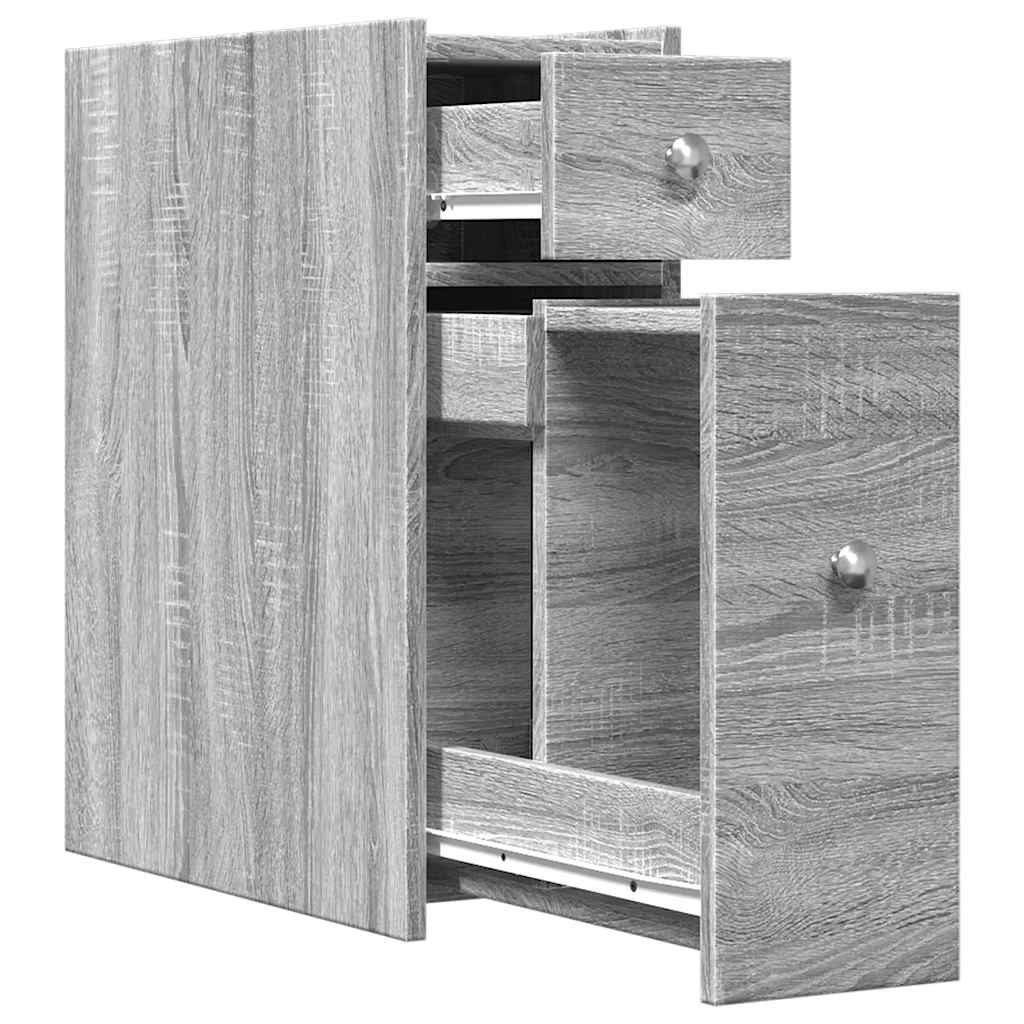 Bathroom Cabinet Narrow with Wheels Gray Sonoma Wood Material