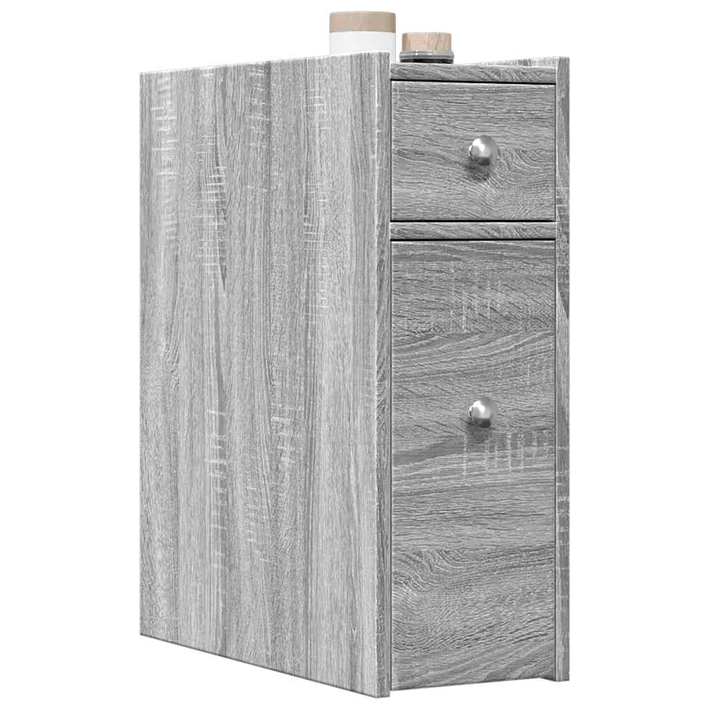 Bathroom Cabinet Narrow with Wheels Gray Sonoma Wood Material