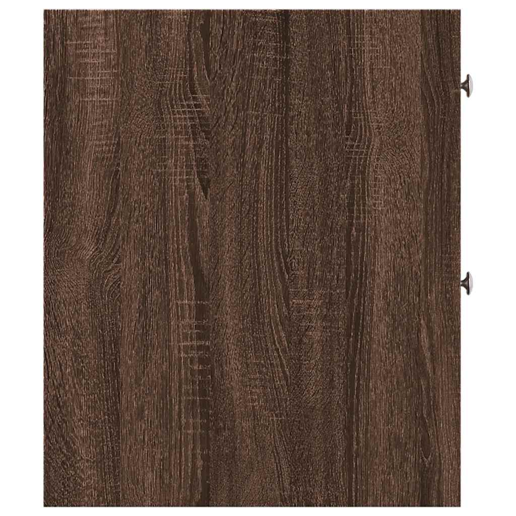 Bathroom Cabinet Narrow with Wheels Oak Look Wood Material