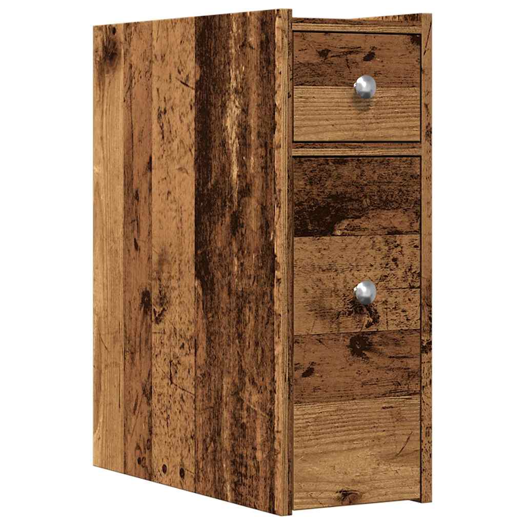 Bathroom Cabinet Narrow with Wheels Old Wood Look Wood Material