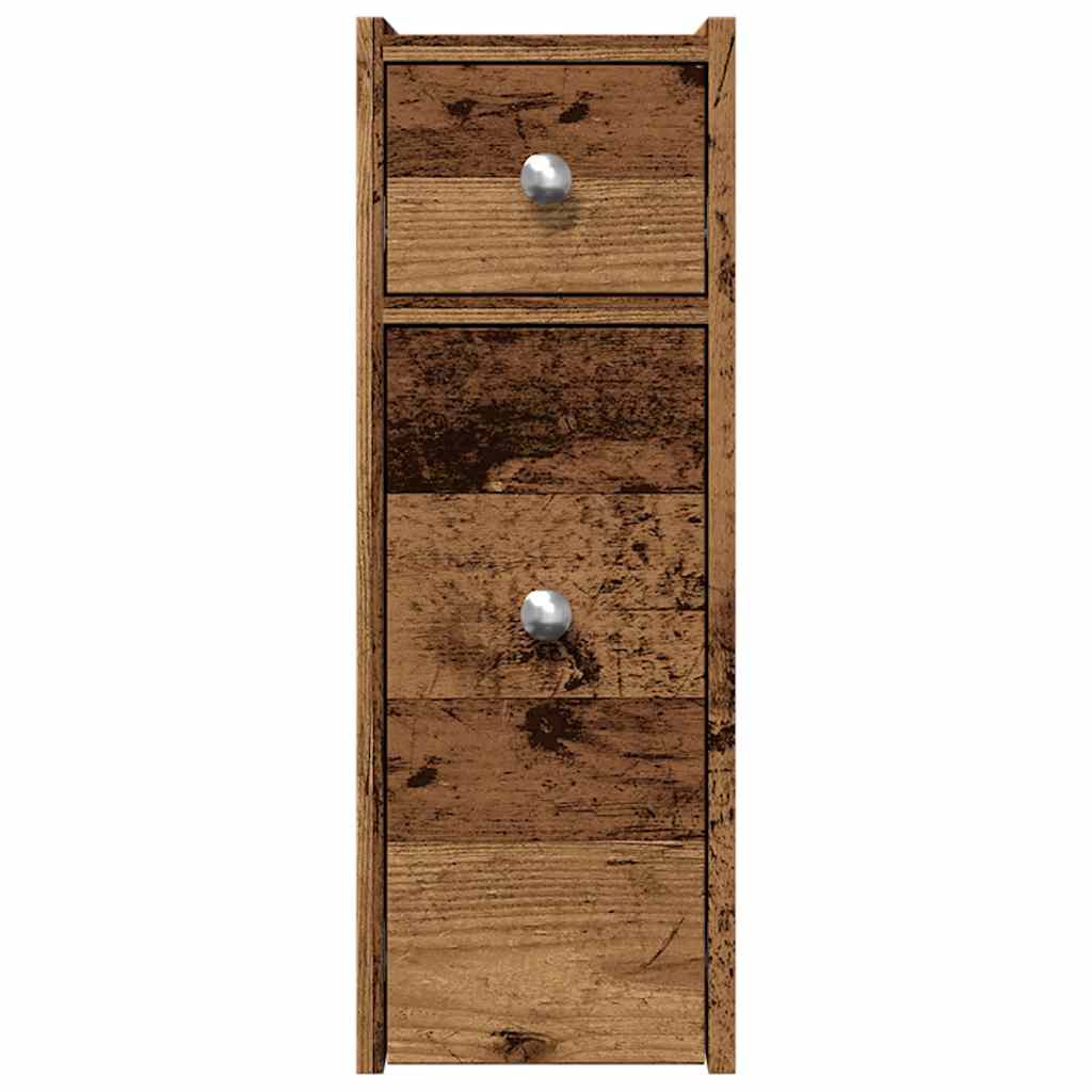 Bathroom Cabinet Narrow with Wheels Old Wood Look Wood Material