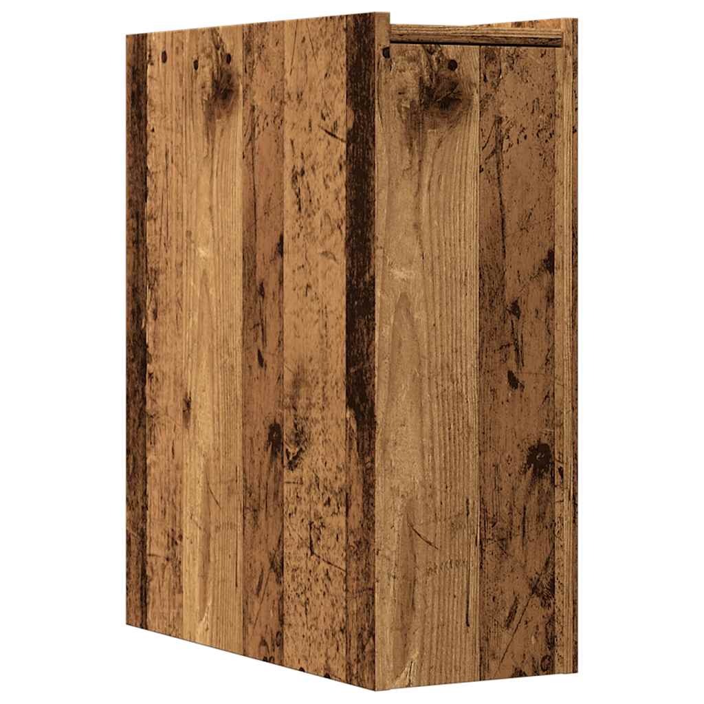 Bathroom Cabinet Narrow with Wheels Old Wood Look Wood Material