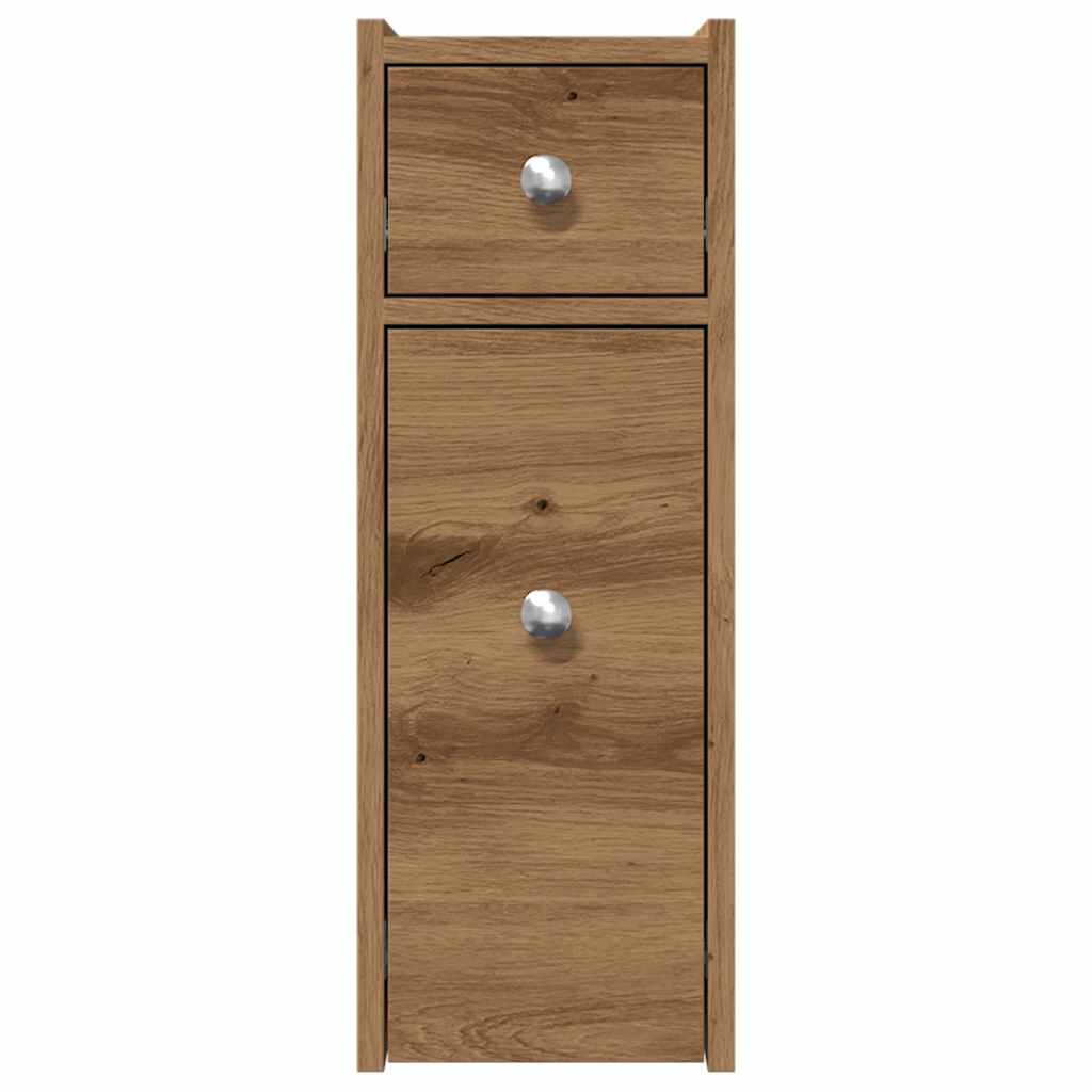 Bathroom Cabinet Narrow with Wheels Artisan Oak Wood Material