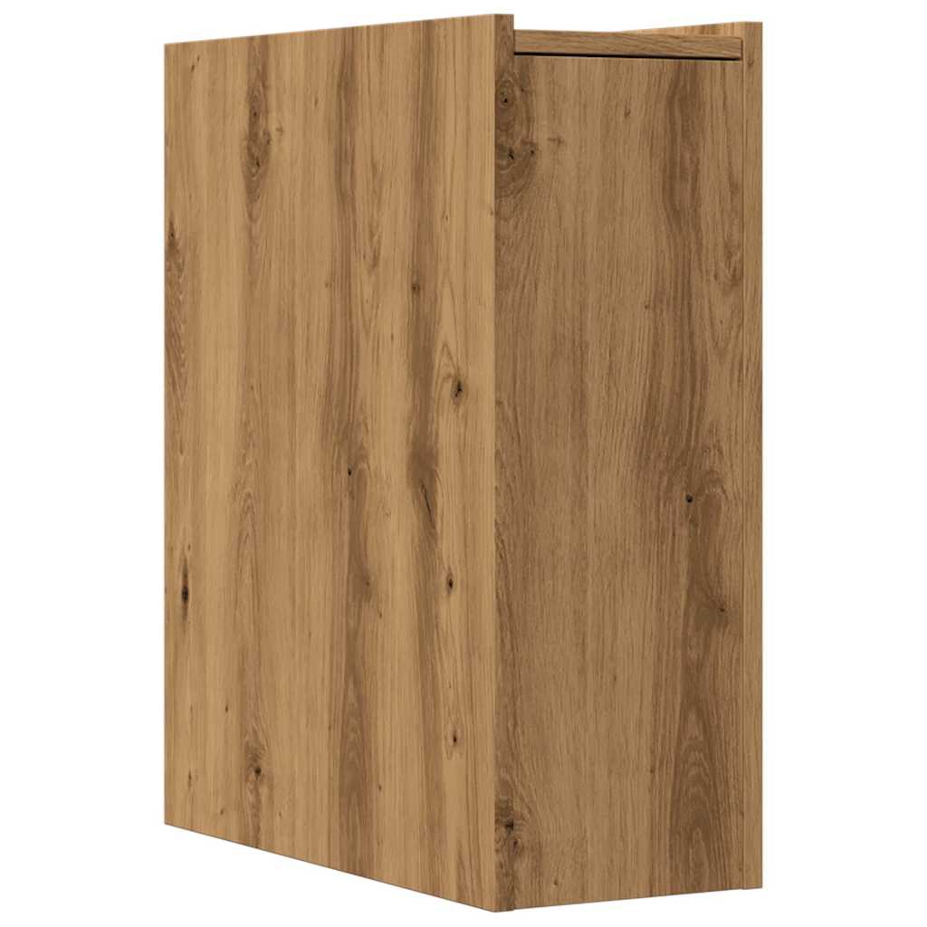 Bathroom Cabinet Narrow with Wheels Artisan Oak Wood Material