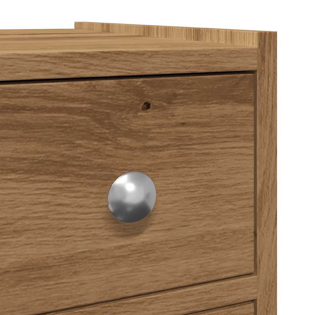 Bathroom Cabinet Narrow with Wheels Artisan Oak Wood Material