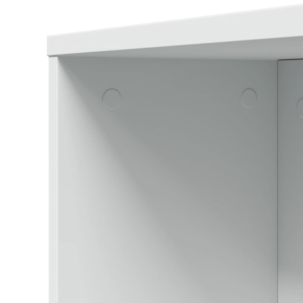 Bathroom Cabinet Narrow with Wheels White Wood Material