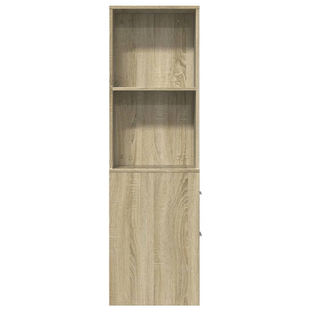 Bathroom Cabinet Narrow with Wheels Sonoma Oak Wood Material