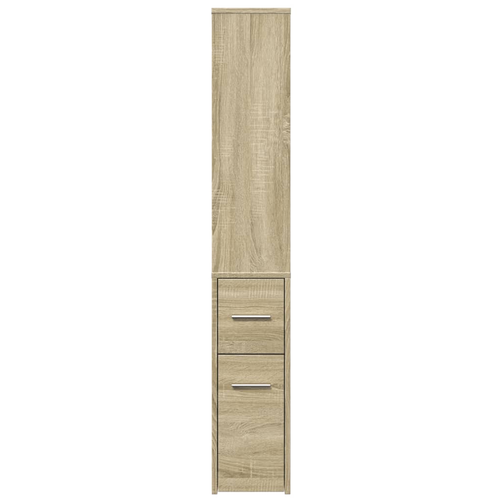 Badschrank Schmal mit Rollen Sonoma-Eiche Holzwerkstoff