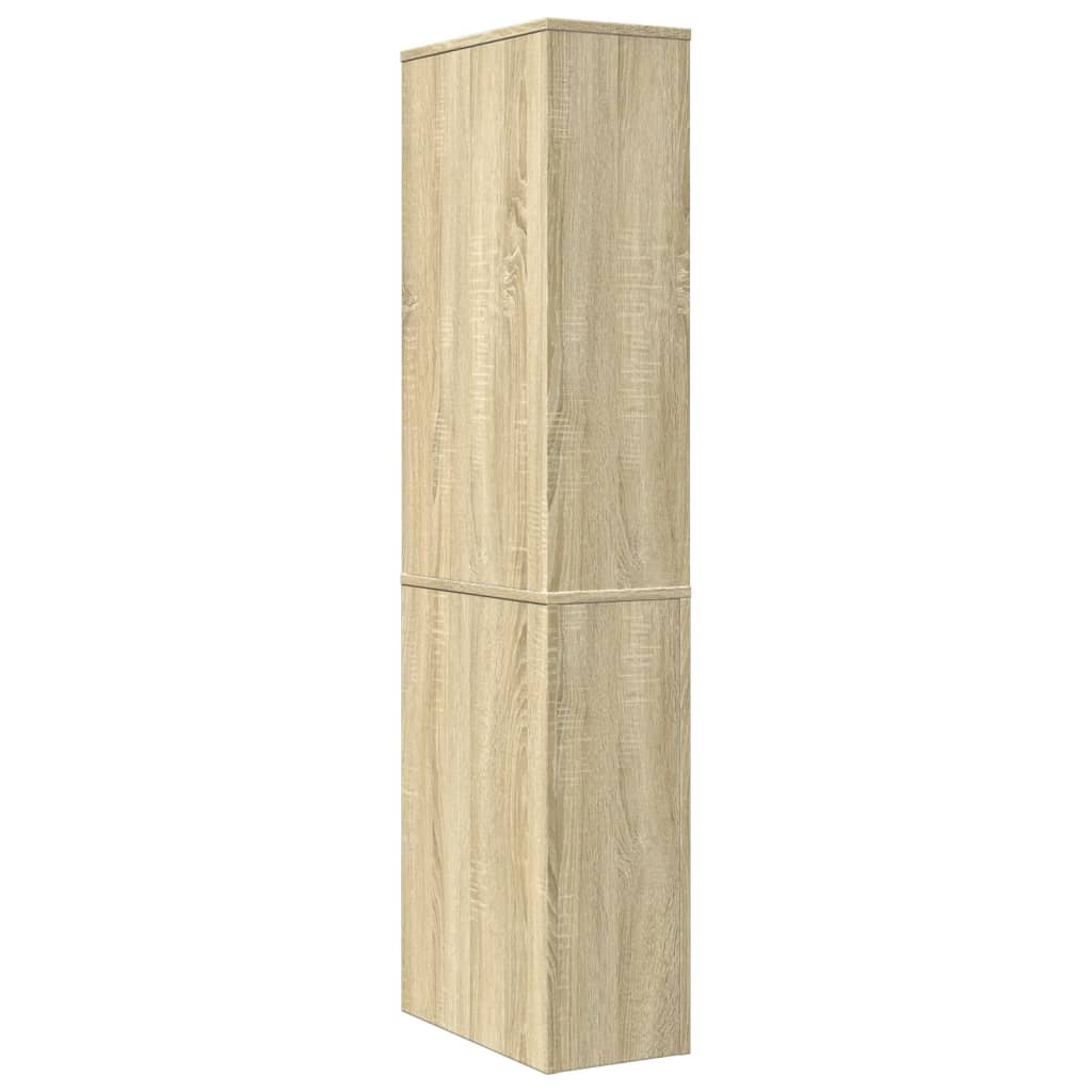 Bathroom Cabinet Narrow with Wheels Sonoma Oak Wood Material