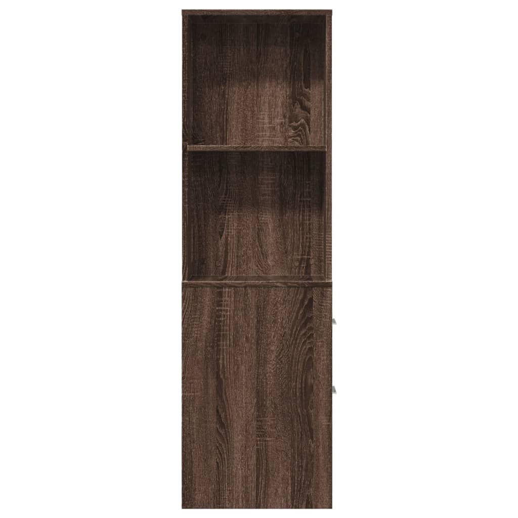 Bathroom Cabinet Narrow with Wheels Oak Look Wood Material